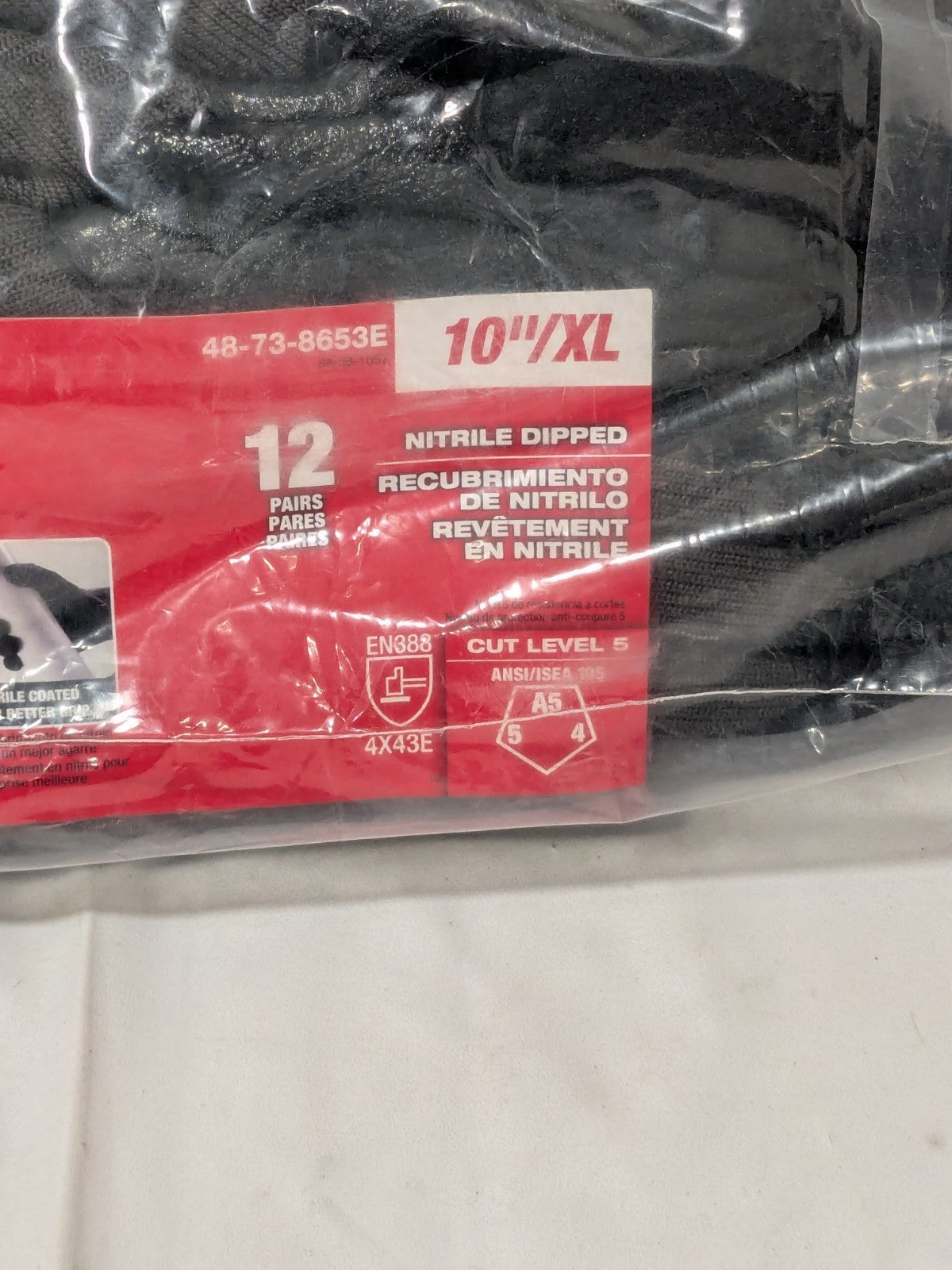 Milwaukee Cut-Resistant Gloves: ANSI Cut A5 Sz XL 12 Pairs 48-73-8653E