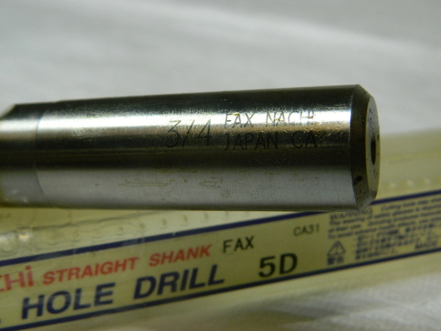 Nachi SG Coated Drill 3/4" Oil Hole 5° Straight Shank Fax Powder Metal L759