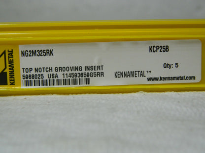 Kennametal Carbide Grooving Insert 2NG K Grade KCP25B 3.25mm Qty 5 5968025