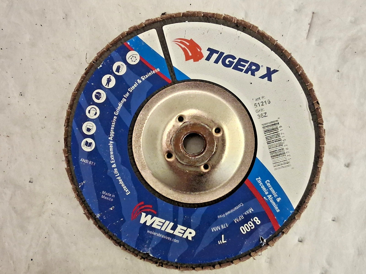 Weiler Flap Discs QTY10 7" Dia Ceramic Zirconia Alumina Blend 51219