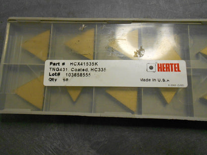 Hertel TNG431 HC335 Indexable Turning Inserts Lot of 10 USA #HCX41535K