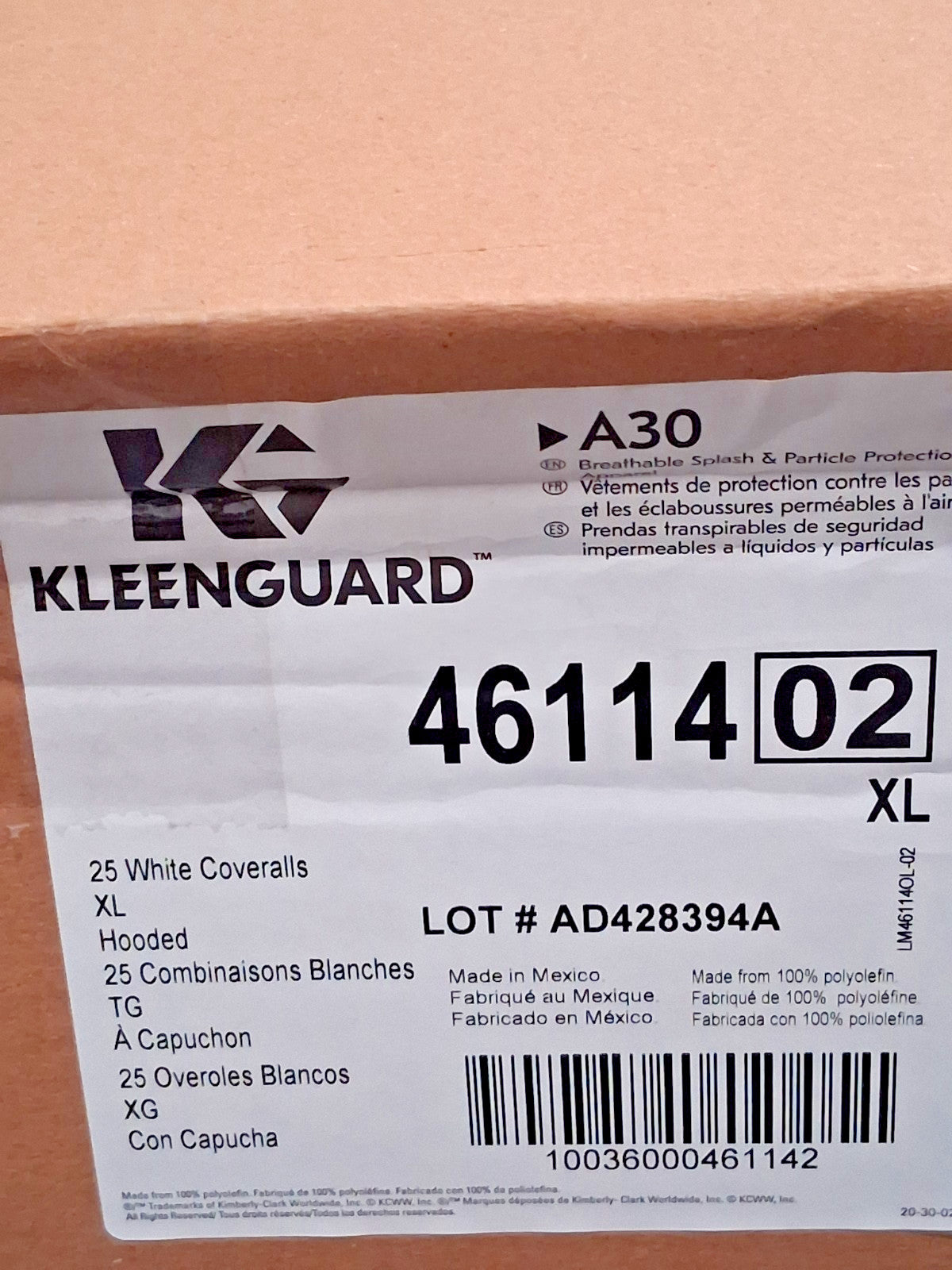 KleenGuard Disposable Splash &amp; Particle Protection Coveralls QTY25 Size XL 4
