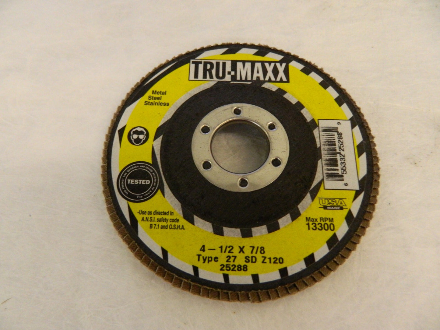 TRU-MAXX Flap Disc: 7/8" Hole, 60 Grit, Zirconia Alumina, Type 29 25278