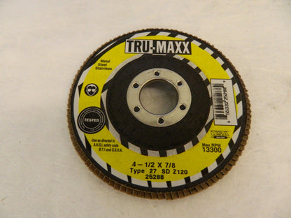 TRU-MAXX Flap Disc: 7/8" Hole, 60 Grit, Zirconia Alumina, Type 29 25278