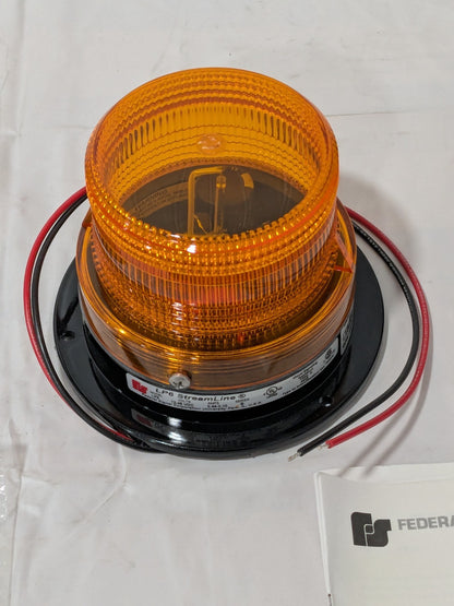 Federal Signal Low Profile Mini Strobe Light: Amber, 12 to 48VDC LP6-012-048A