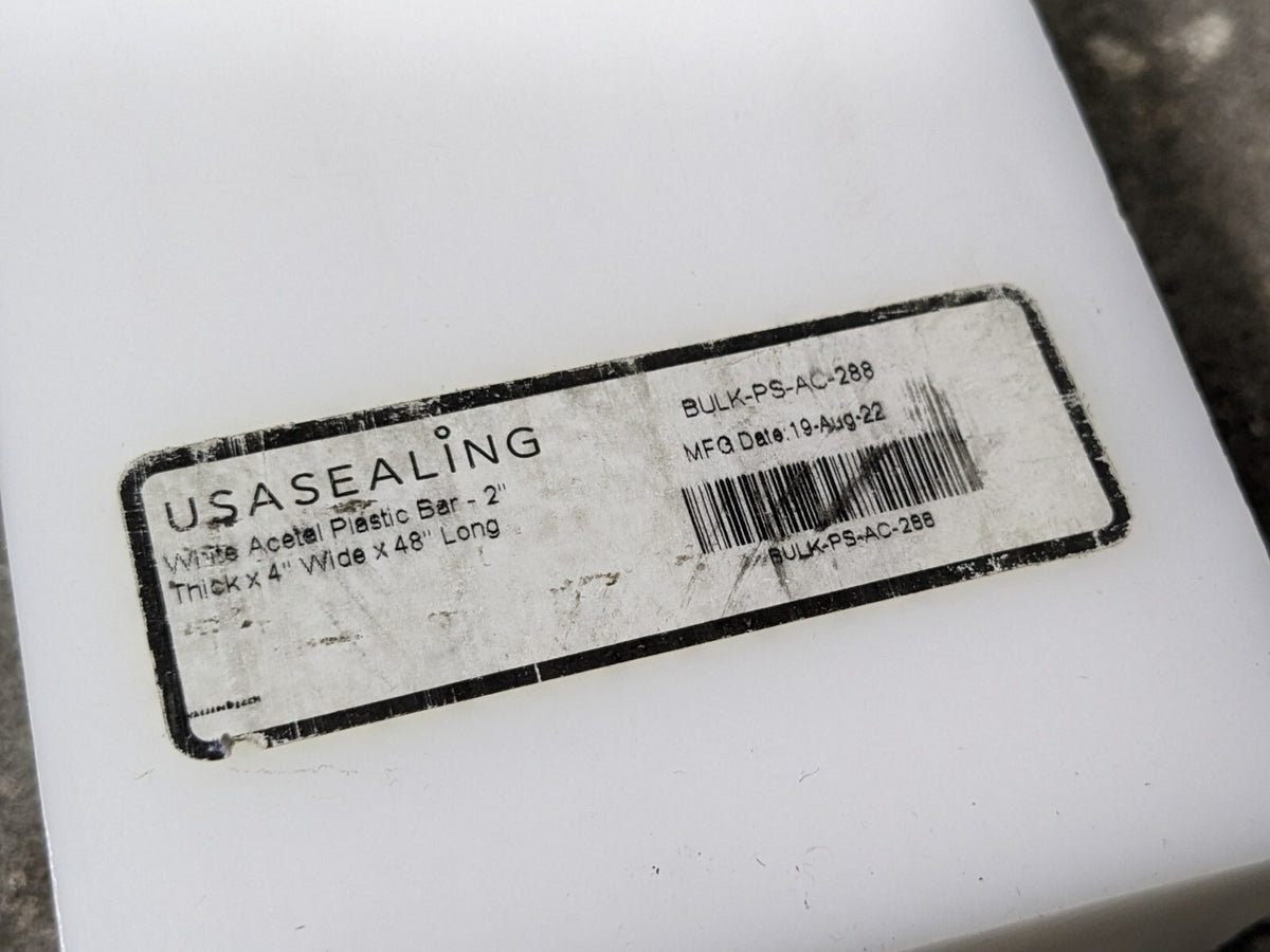 Lot of 2 USA Sealing White Acetal Plastic Bar 48 x 4 x 2 Rectangular Stock