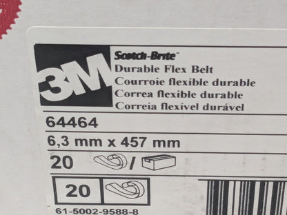 BOX OF 20 3M Scotch-Brite Durable Flex Belts 64464 AO 1/4"W x 18"L 7100033217