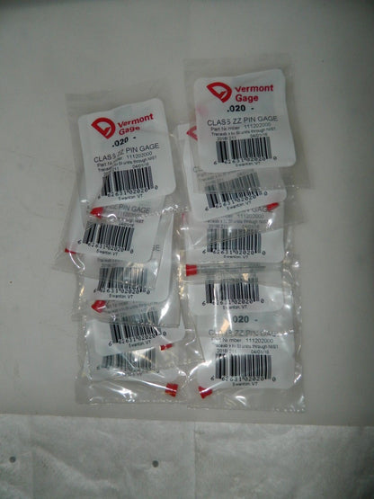 Vermont Gage 0.02" Diameter Class ZZ Minus Plug and Pin Gage 10 Pack 111202