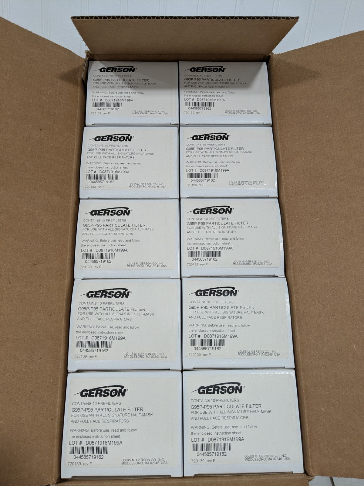 Gerson G95P P95 Particulate Filter - Case of 100 Filters 0871916