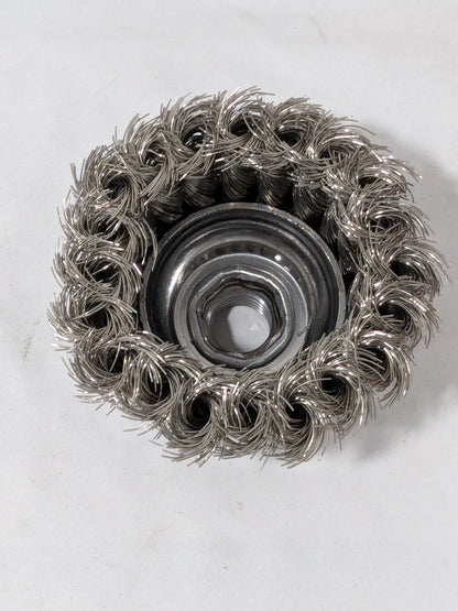 Osborn Cup Brush: 2-3/4" Dia, 0.014" Wire Dia, Stainless Steel, Knotted 33567