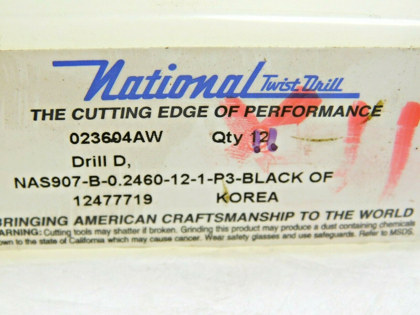 National Twist Drill Aircraft Drills HSS 0.246"D x 12"OAL 135º Qty 11