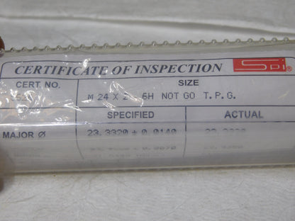 SPI Metric Taperlock Thread Plug Gage Single End M24x20 Thread NO GO 34-599-1