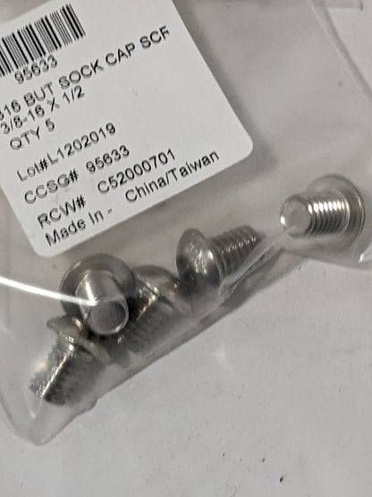 Button Socket Cap Screw: 3/8-16, 1/2" Length Under Head Qty. 100 95633