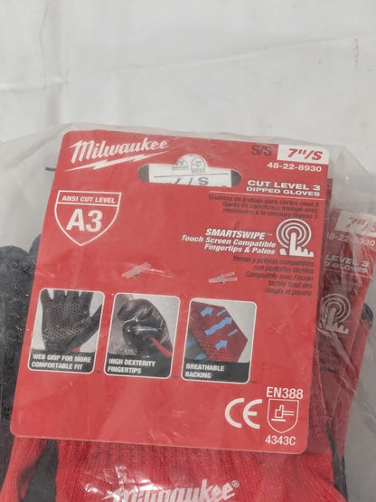 Milwaukee Cut-Resistant Glove Cut A3, Puncture 0, Sz S 6 Pairs 48-22-8930