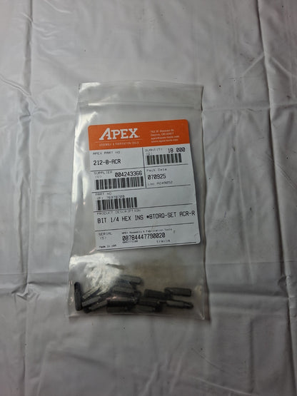Apex Screwdriver Insert 8mm point Bits QTY 18 1/4" Drive 1-1/4" OAL 21