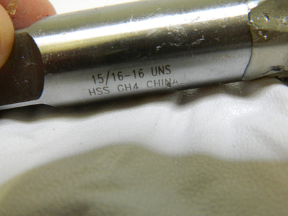 Interstate Straight Flute Tap: 15/16-16 UNS, 4 Flutes, Plug, 3B 04848693