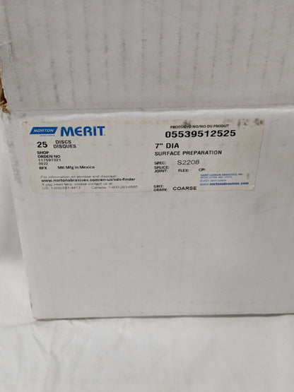 MERIT Hook & Loop Disc 7" Dia NonWoven Aluminum Oxide Qty 25 117597321