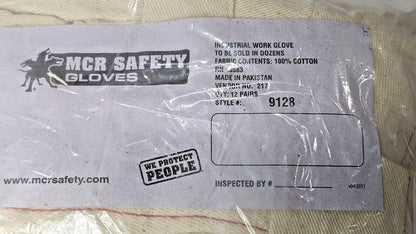 12 PAIRS MCR Safety Hot Mill Work Gloves 100% Cotton Tan Large 9128