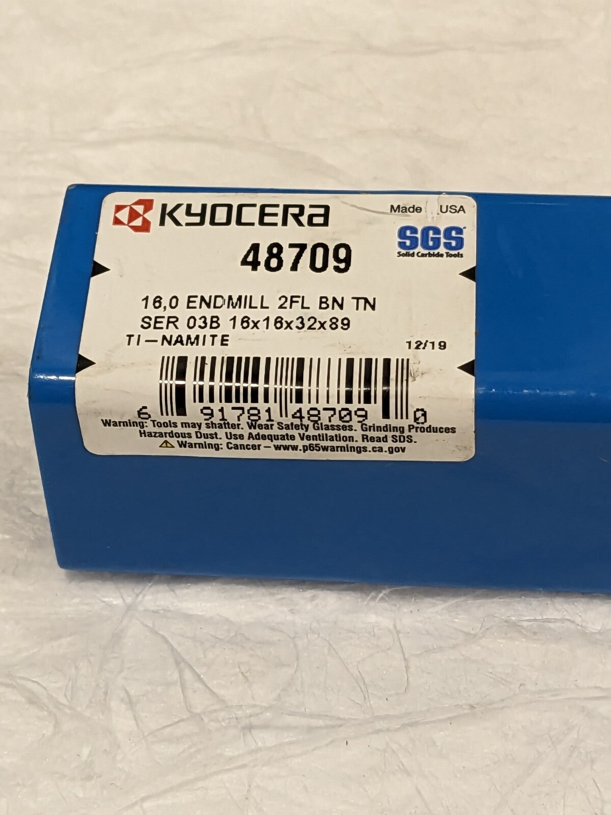SGS Ball End Mill: 16.00 mm Dia, 32.00 mm LOC, 2 Flute 48709