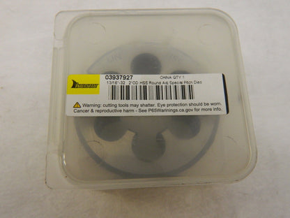 interstate Round Die: 13/16-32, 2 OD, High Speed Steel 315-1316
