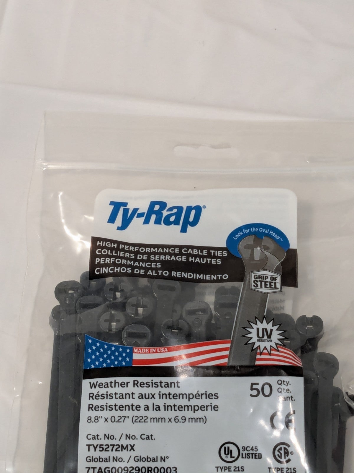 Thomas & Betts Ty-Rap 8.75" 120lb UV Black 50/bag TY5272MX