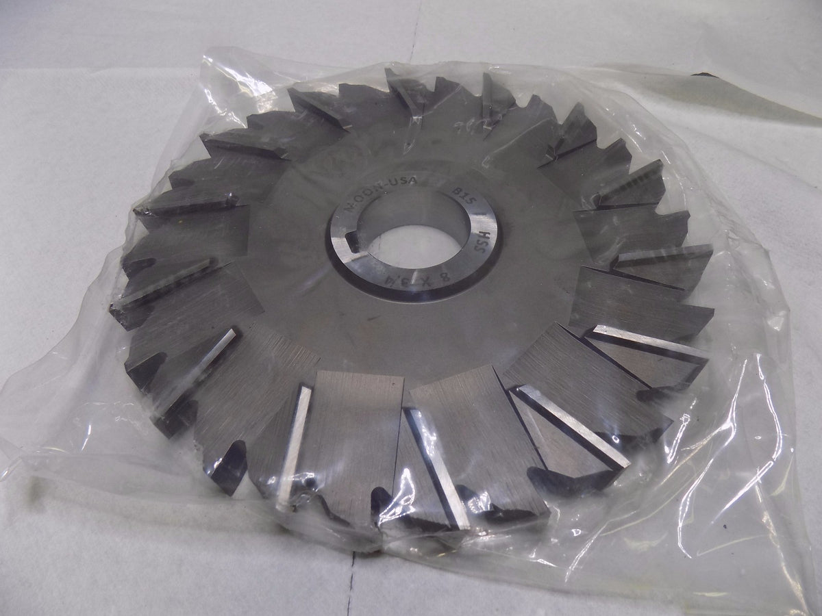 Moon Cutter Side Mill Cutter 8" x 3/4" x 1-1/2" 28T HSS Staggered