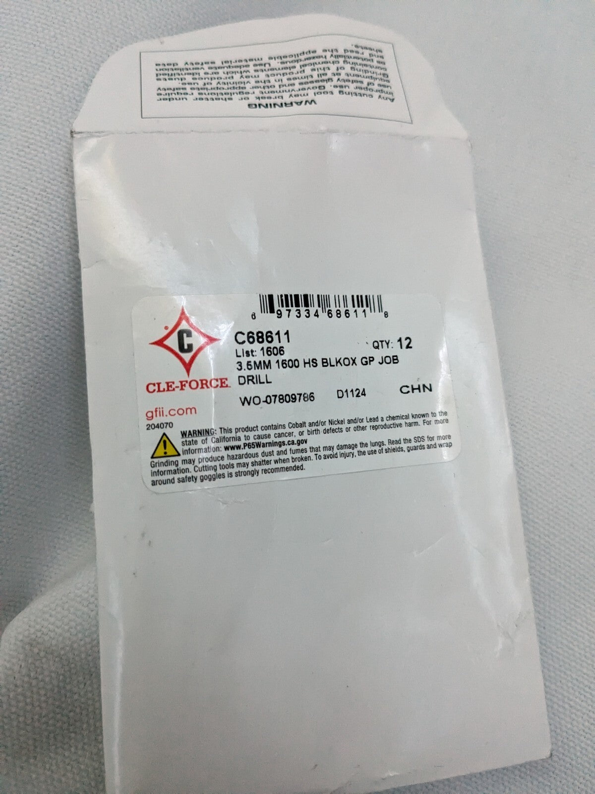 CLE-FORCE Jobber Drill 12pk: 3.50 mm Dia, 118 deg Point, hss C68611