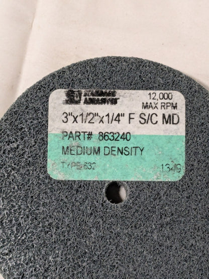 Standard Abrasives 3" x 1/2" x 1/4 Silicon Carbide Deburring Wheel Qty