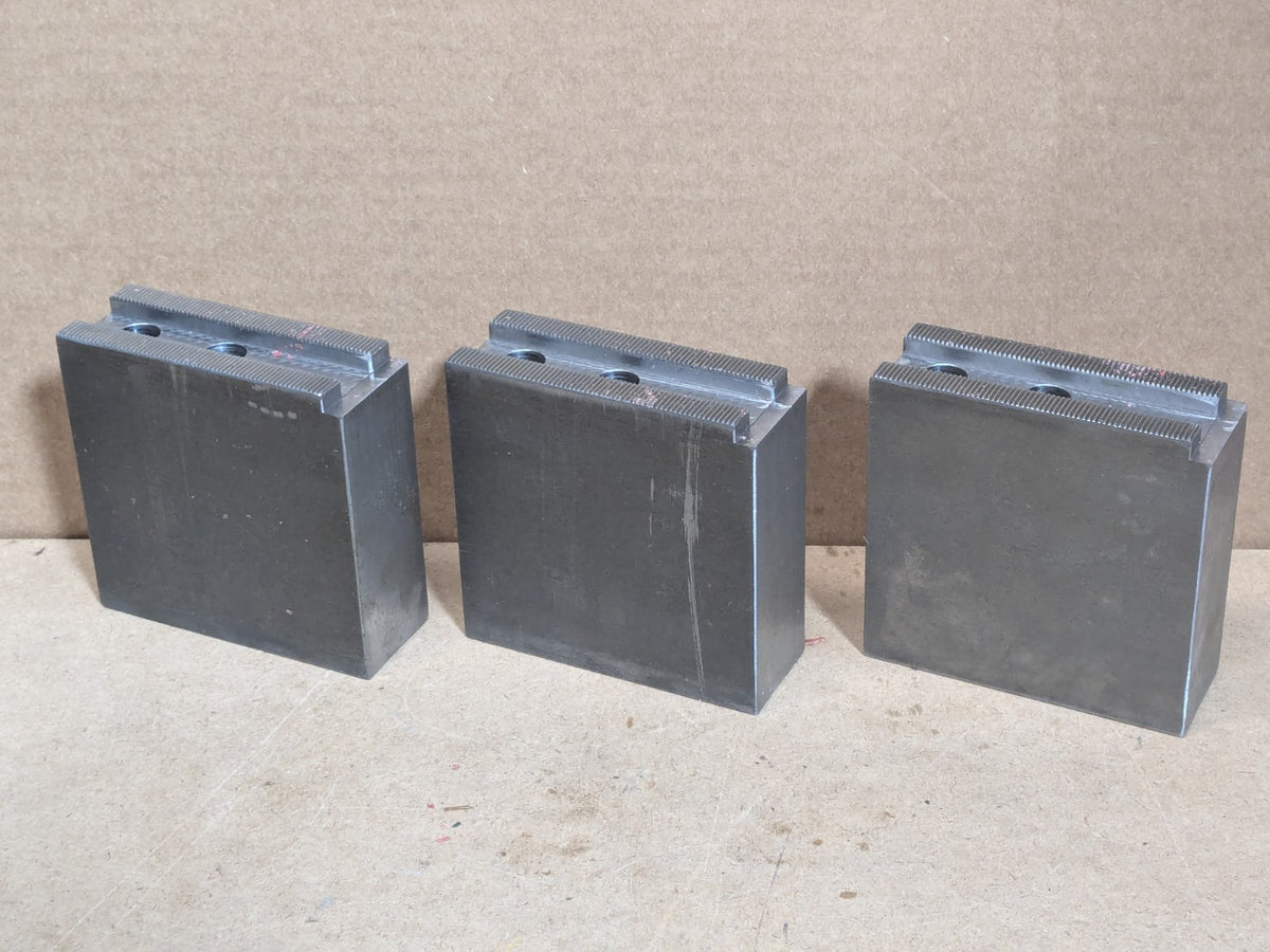 Set of 3 H&R Mfg Square Soft Jaws for 10" Lathe Chucks 1.5mm x 60 Serrated