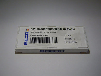 Seco Carbide Milling Inserts 335.18-1005TR2-R23-M10 Grade F40M Qty. 10 86156