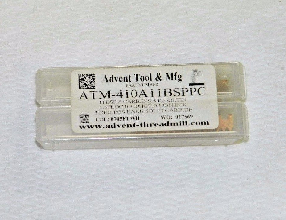 Advent Tool Solid Carbide Threadmill Inserts 5 Rake TiN ATM-410A11BSPPC