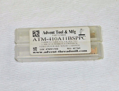 Advent Tool Solid Carbide Threadmill Inserts 5 Rake TiN ATM-410A11BSPPC