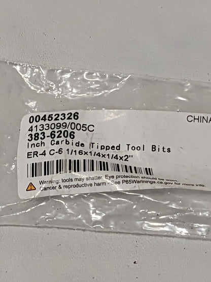 Single Point Tool Bit: ER-4, 1/4" Shank Width, 1/4" Shank Height 383-6206