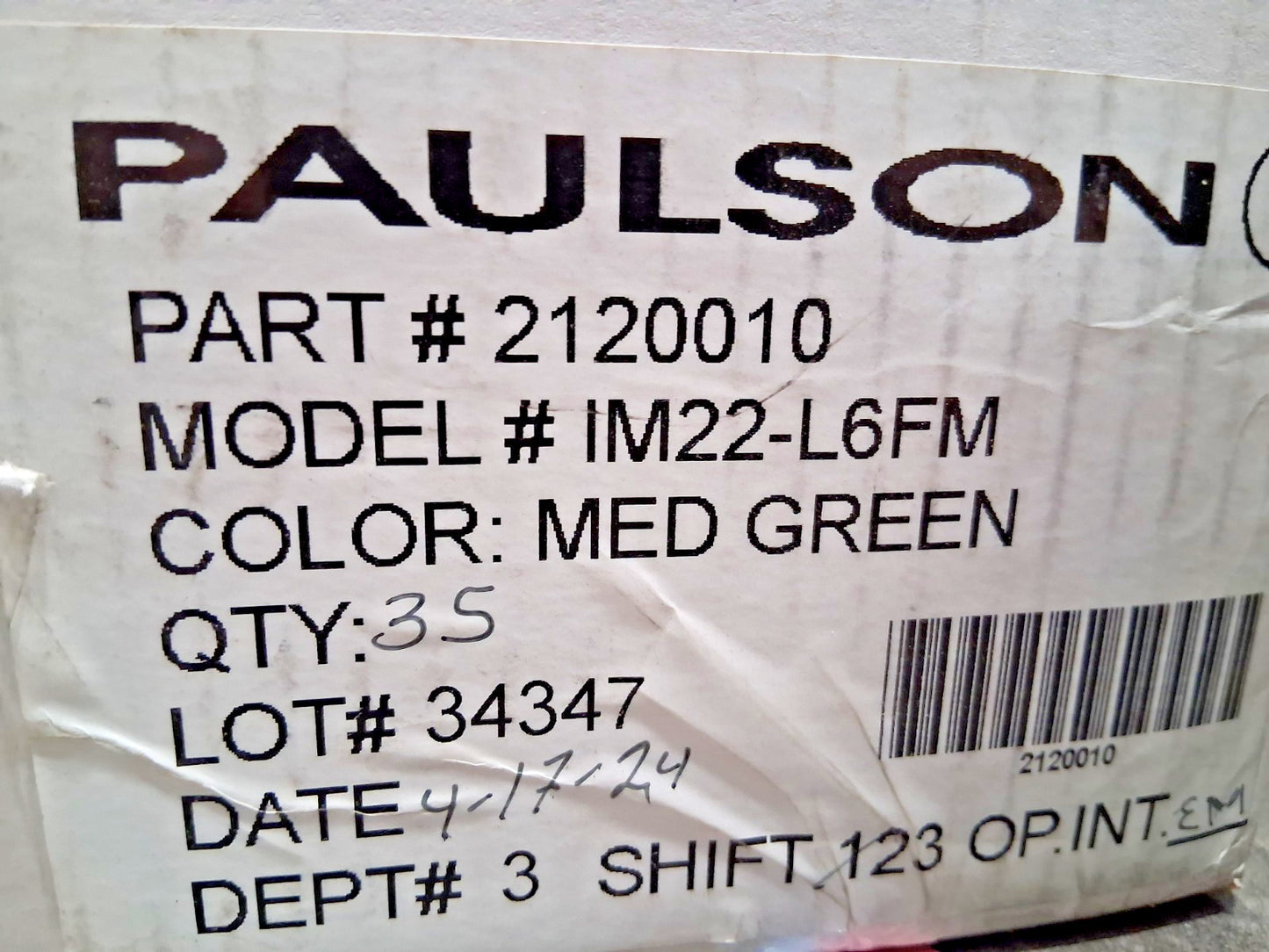 Paulson High Temp/Impact Face Sheild Window Green QTY2 2120010