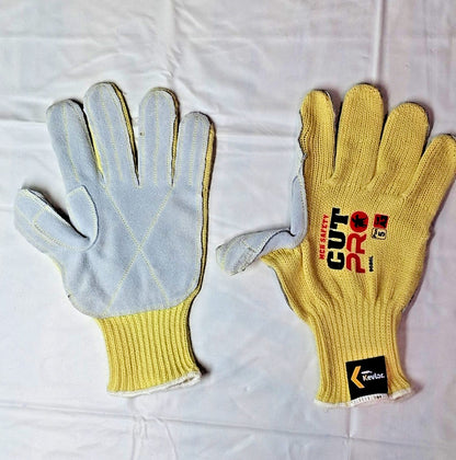 QTY 12 MCR SAFETY Leather Coated Gloves Cut/Puncture Resistant Large 9686L