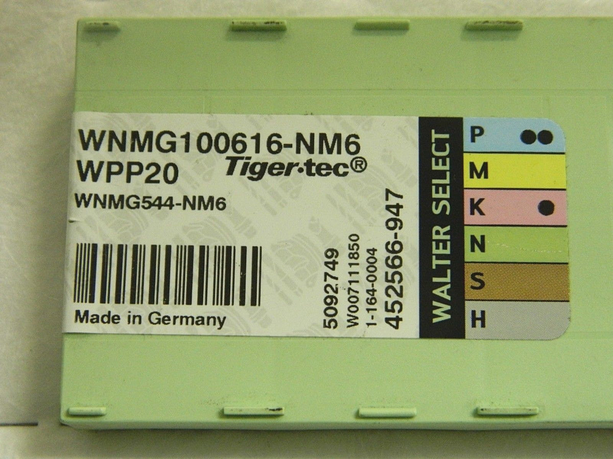 Walter-Valenite Carbide Turning Inserts WNMG100616NM6 Grade WPP20 Qty 10 5092749