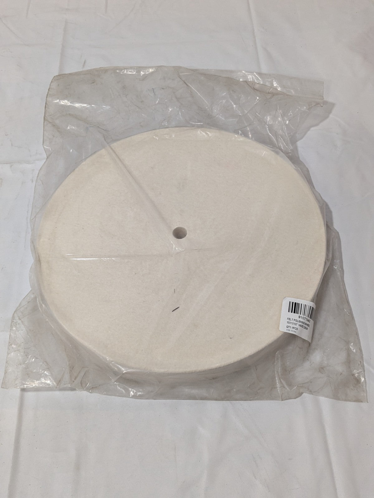 Unmounted Polishing Buffing Wheel: 10" Dia, 1" Thick, 1/2" Arbor
