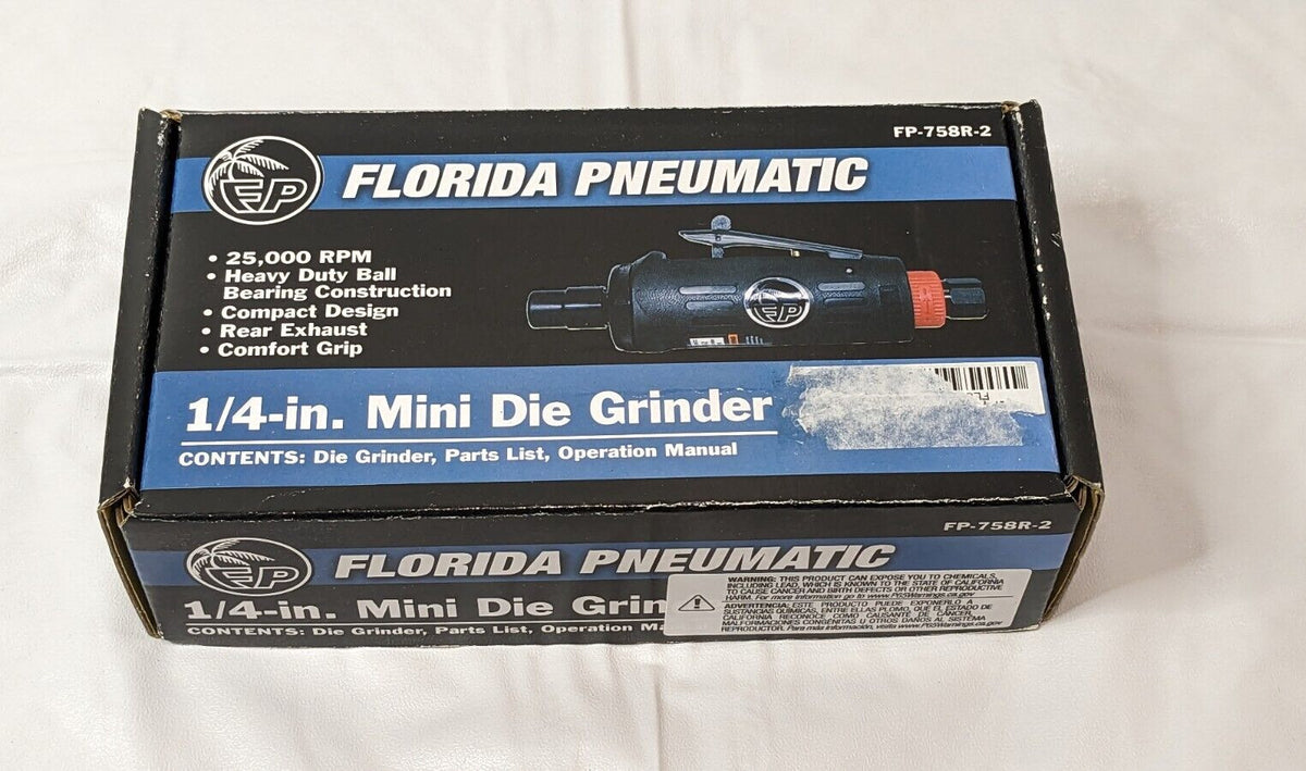 Florida Pneumatic Mini Air Die Grinder 1/4" Collet X 1/4" Inlet FP-758R-2