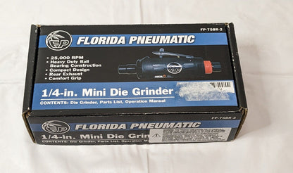 Florida Pneumatic Mini Air Die Grinder 1/4" Collet X 1/4" Inlet FP-758R-2
