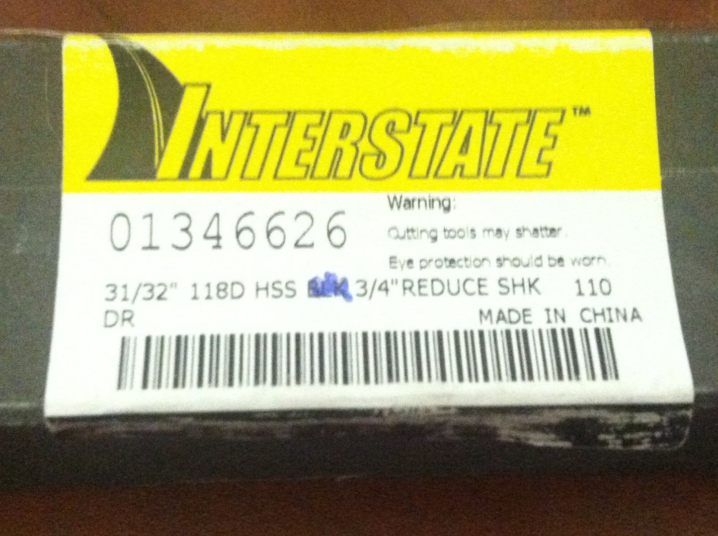 Interstate 01346626 31/32" x 3/4" x 3" x 6" 2F Bright Hsco Reduced Shank Drills