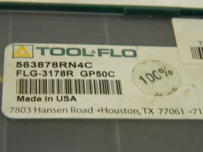 Tool-Flo FLG-3178R GP50C Carbide Grooving Inserts QTY 3  563878RN4C