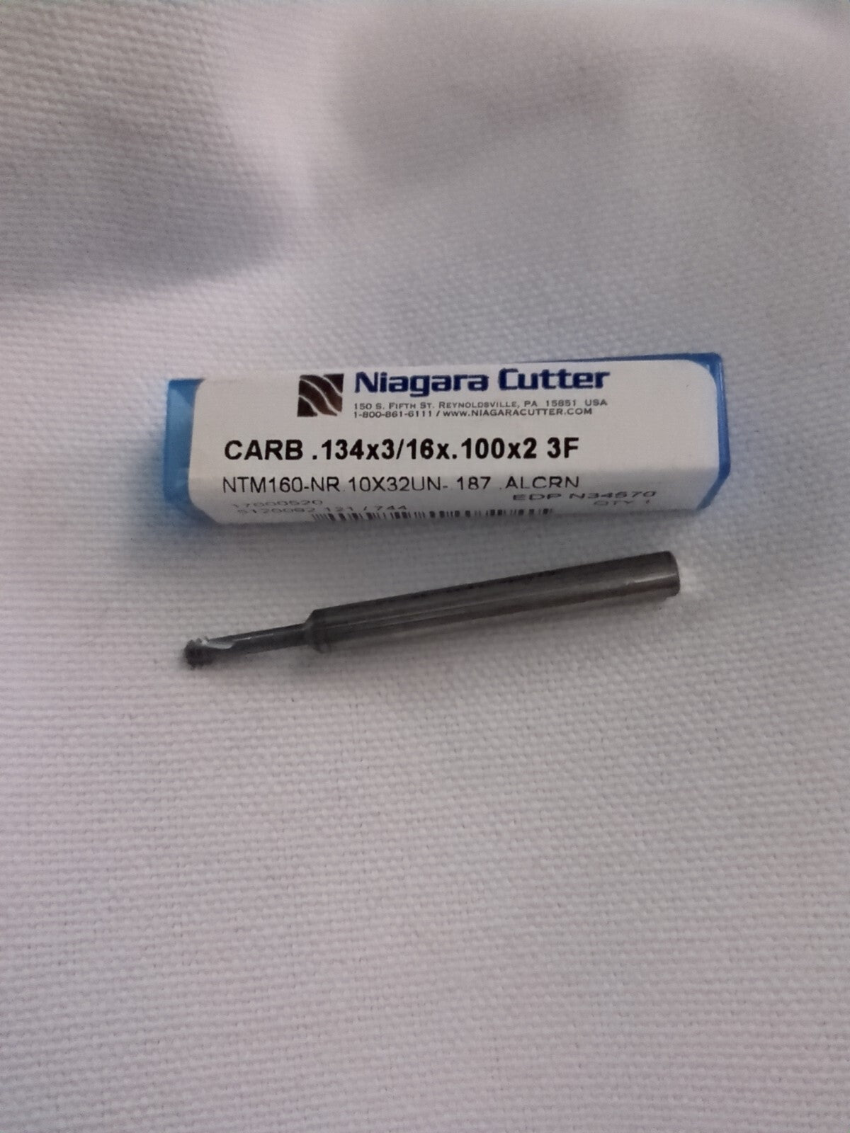 NIAGARA 32 T.P.I. TPI, .134" Dia., Solid Carbide Thread Mill N34570