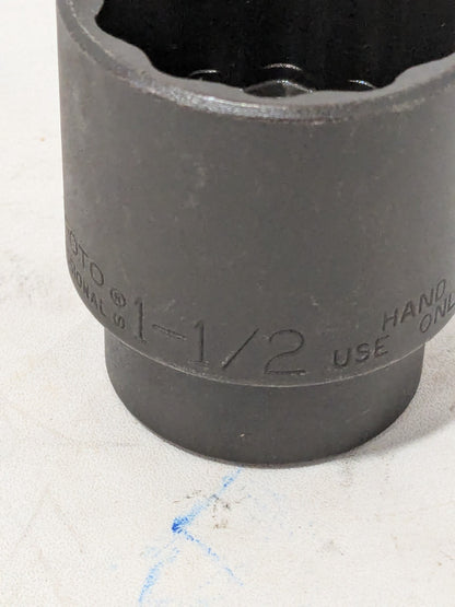 Proto Standard Hand Socket: 1/2" Drive, 1-1/2" Socket, 12-Point J5448B