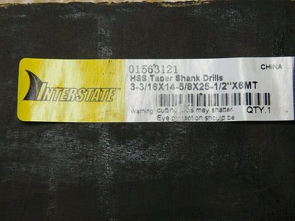 Interstate Taper Shank Drill HSS 6MT 3-3/16" x 14-5/8" x 25-1/2"