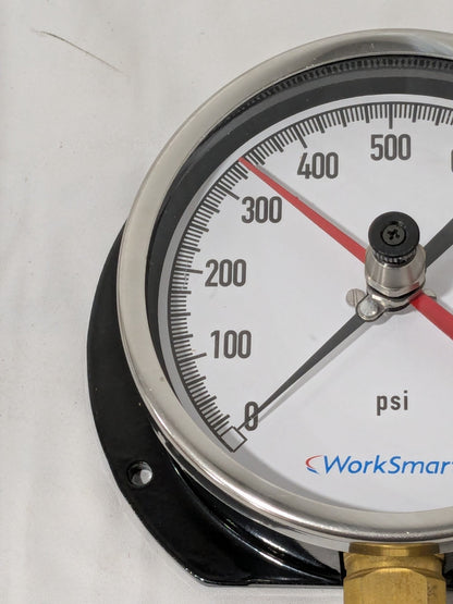WorkSmart Pressure Gauge 4-1/2" Dial, 1000 PSI, 1/4 NPT, Lower Mount WS-PE-310