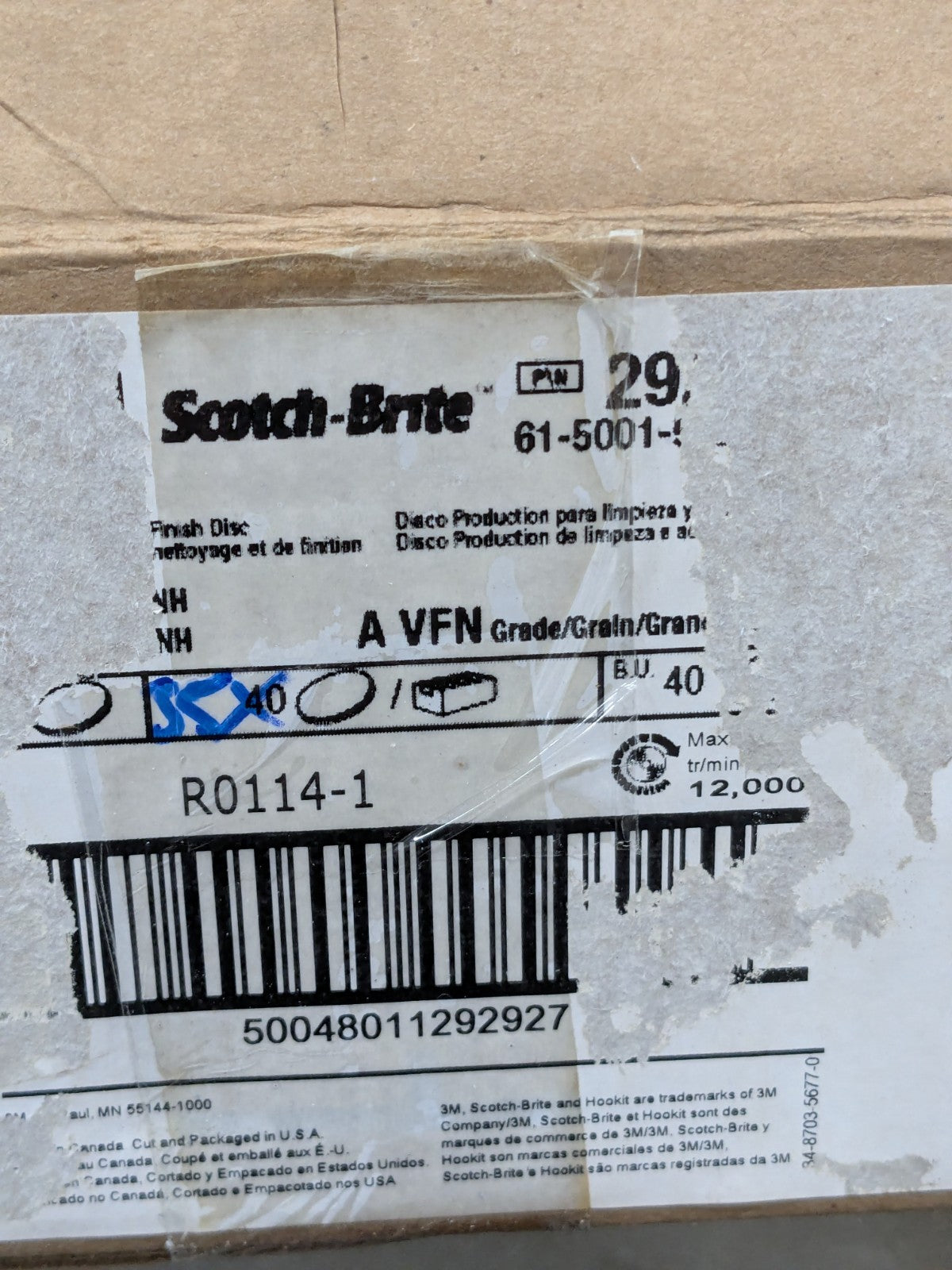 3M Hook &amp; Loop Disc: 5" Dia, Non-Woven, Aluminum Oxide Box of 35 710013