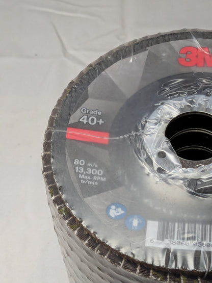 (10) 3M Flap Disc: 4-1/2" Dia, 7/8" Hole, 40 Grit, Ceramic Alumina 7100178130
