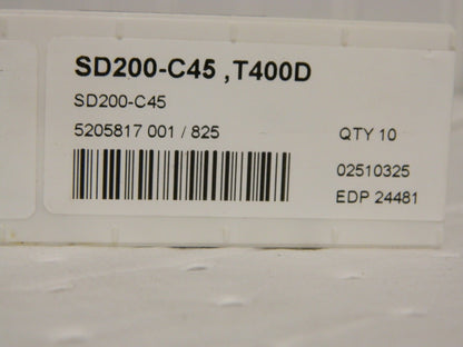 Seco SD200 C45 45° T400D Grade Drill Chamfer Insert Qty 10 24481