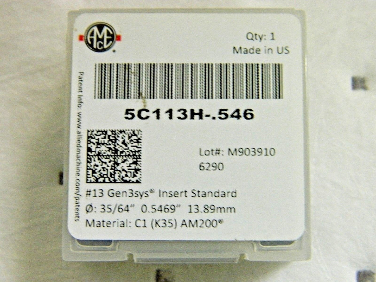AME GEN3SYS Spade Drill Insert 35/64" Diam Seat Code 13 140° Angle 5C113H-.