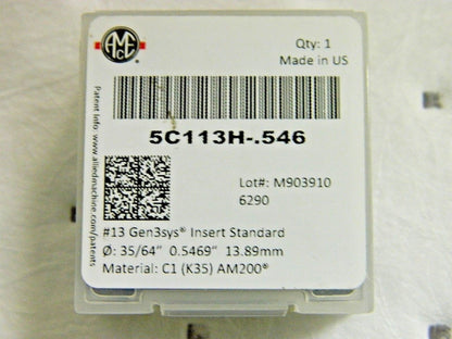 AME GEN3SYS Spade Drill Insert 35/64" Diam Seat Code 13 140° Angle 5C113H-.